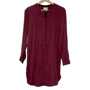 Old Navy Shirt Dress Woman’s Size Small Maroon Viscose Long Sleeve Pop Over 